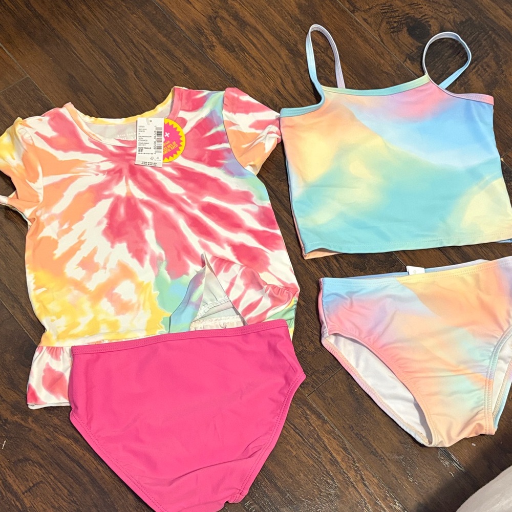 The Children's Place Tie-Dye Swim Set of Bathing Suits Size 5T (one of each)